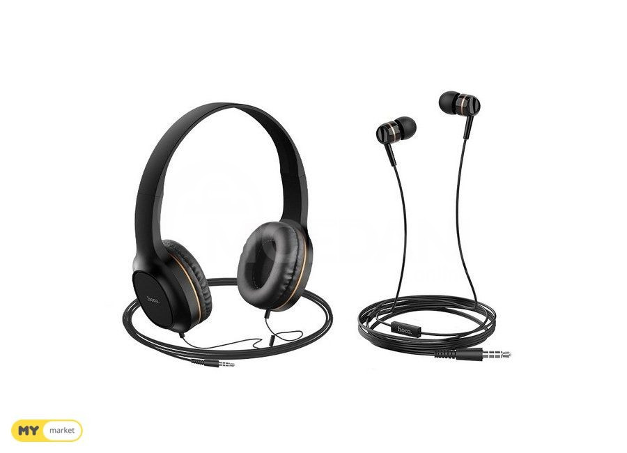 Hoco W24 Enlighten Headphones with Mic, 2 Pieces - Gold თბილისი - photo 1