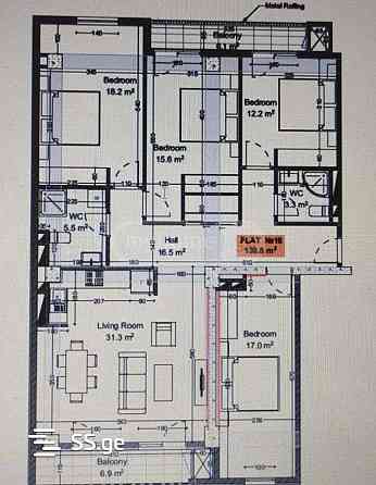 Продам 5-комн. квартиру 140м² 6/18 эт. Тбилиси