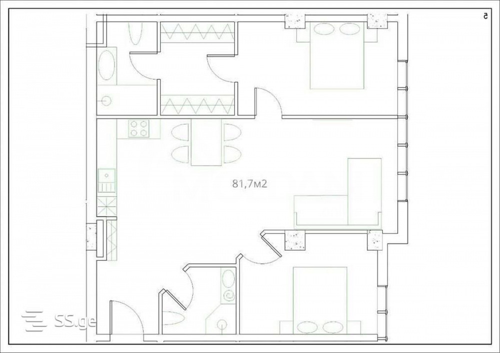 იყიდება 3 ოთახიანი ბინას 81.7მ² 1/10 სართ თბილისი - photo 4