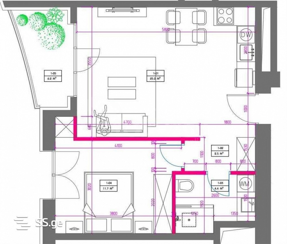 Apartments For Sale two-room 51м² 23/29 floor Tbilisi - photo 4