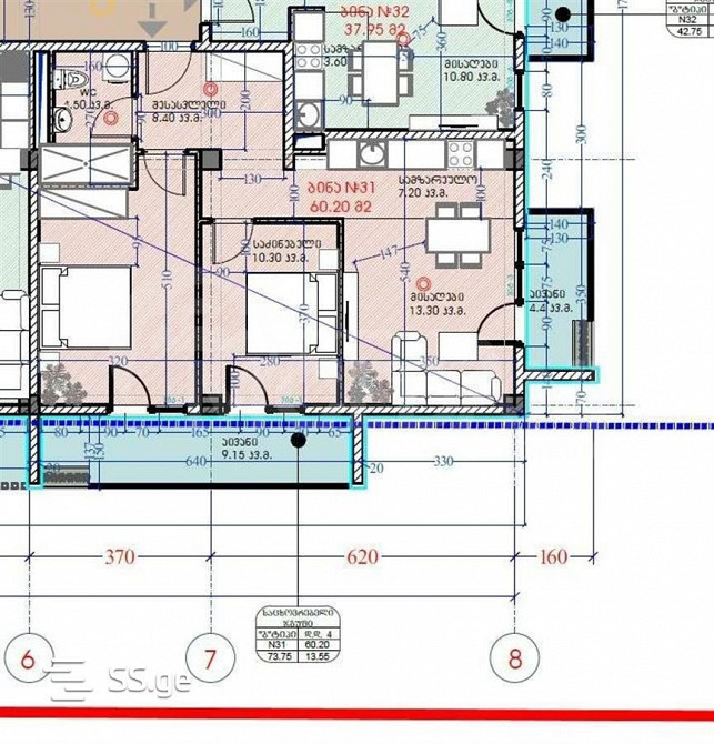 იყიდება 3 ოთახიანი ბინას 73.75მ² 6/8 სართ თბილისი - photo 5