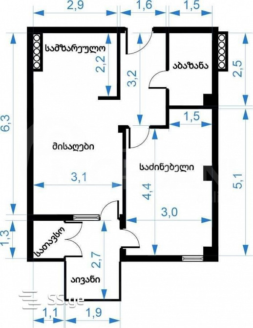 Продам 2-комн. квартиру 50м² 7/11 эт. Тбилиси - изображение 8