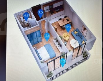 იყიდება 1 ოთახიანი ბინას 47.6მ² 1/4 სართ თბილისი - photo 1