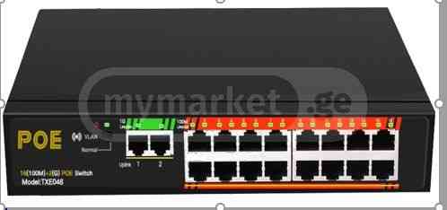 16 პორტიანი 10/100M +2Port1G Iron Shell Ethernet Switch Тбилиси