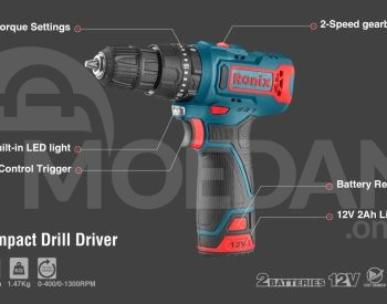 Cordless impact drill-screwdriver Ronix-8101K 12V, 28N.M Tbilisi - photo 2