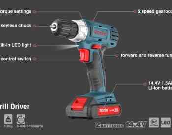 უსადენო ბურღი-სახრახნისი Ronix-8014 14.4V 26nm Tbilisi