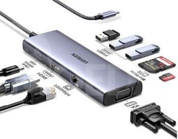 USB ჰაბი UGREEN CM498 15600 USB-C USB HDMI VGA RJ45 SD TF თბილისი - photo 1