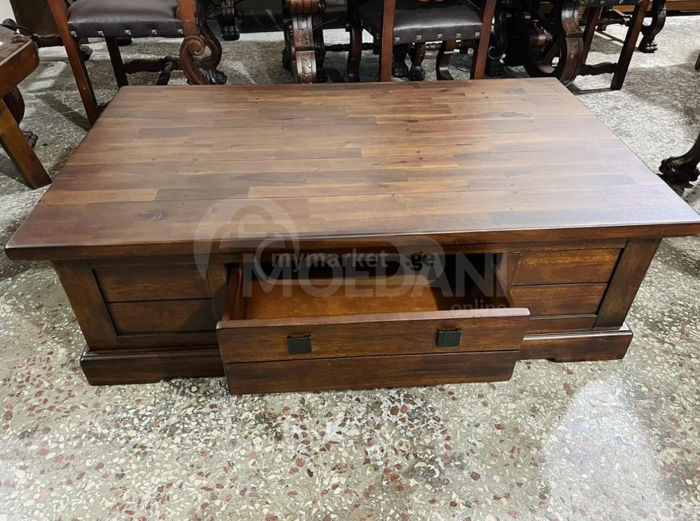 მასიური ხის ჟურნალის მაგიდა თბილისი - photo 2