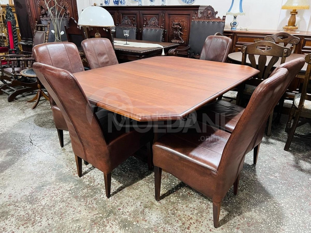 ალუბლის ხის გასაშლელი მაგიდა და 6 სკამი თბილისი - photo 1