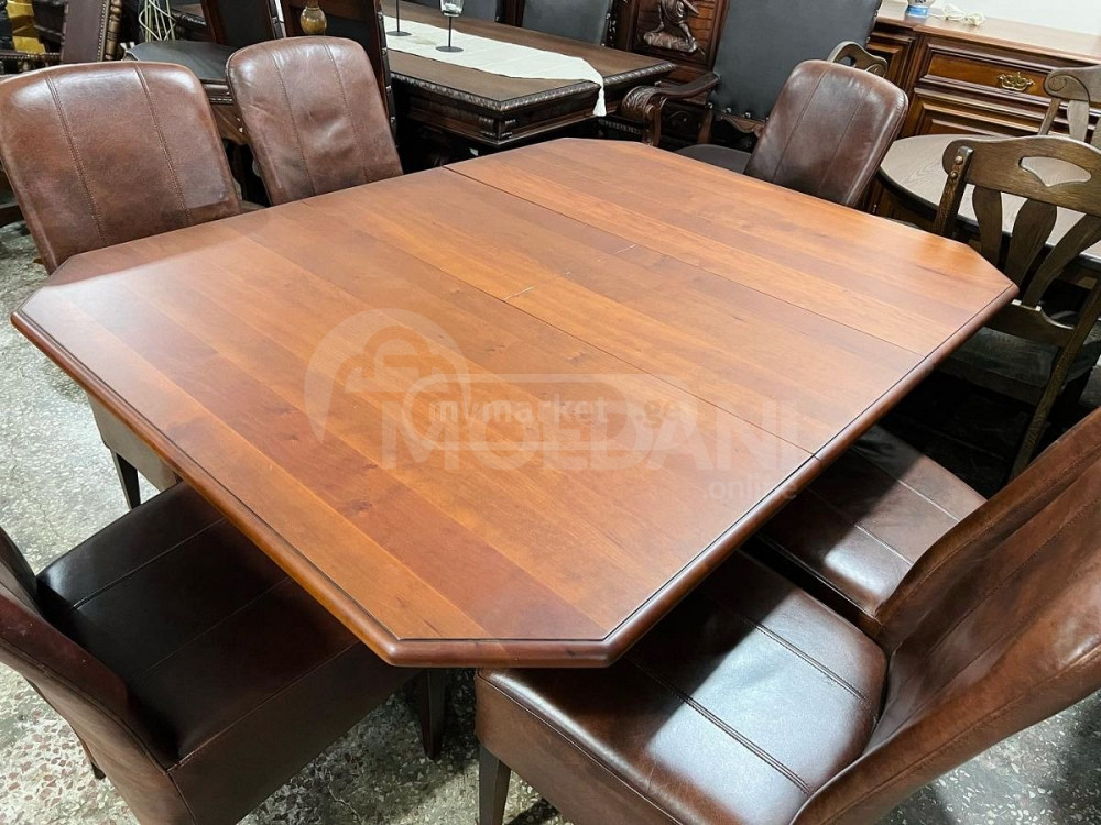 ალუბლის ხის გასაშლელი მაგიდა და 6 სკამი თბილისი - photo 3