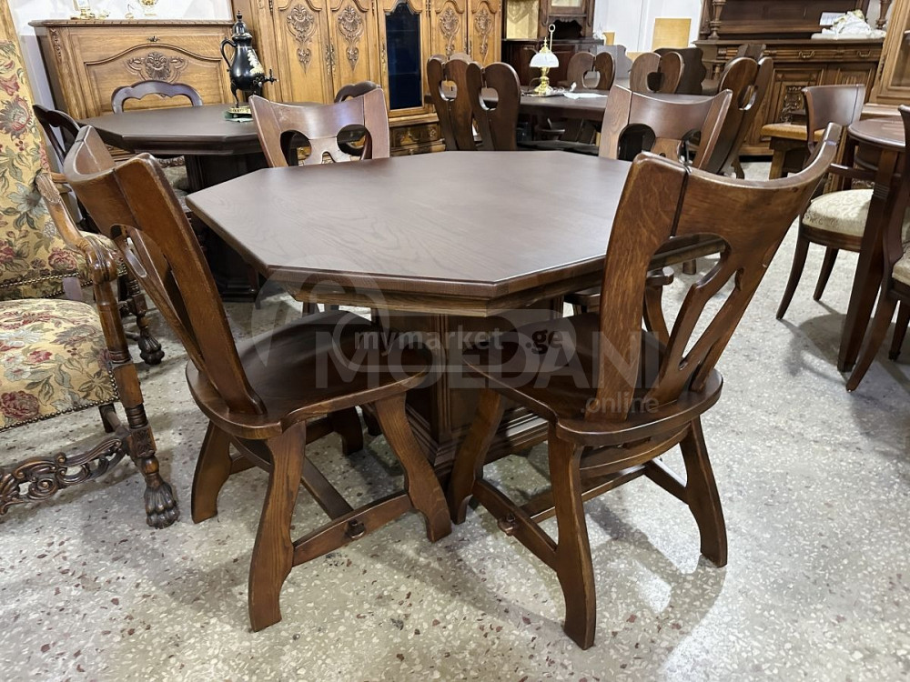 მასიური მუხის ხის მაგიდა და 4 სკამი თბილისი - photo 1