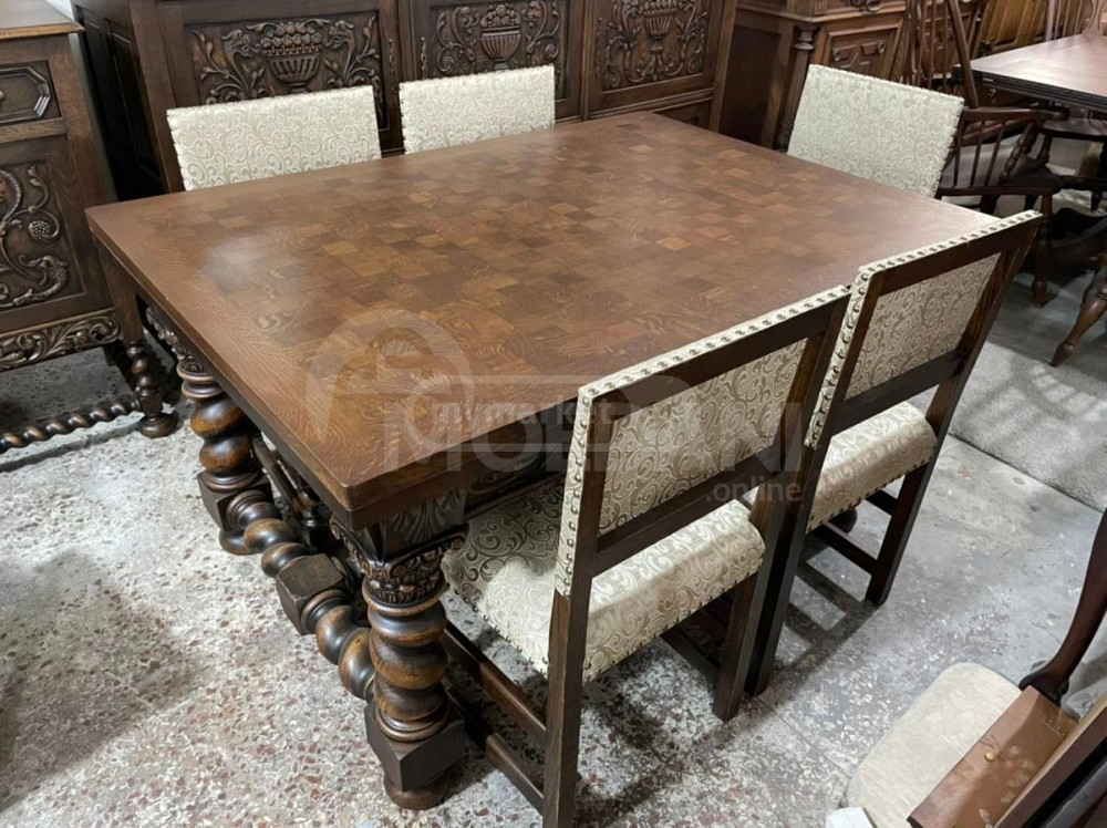 Antique oak folding table and 6 chairs Tbilisi - photo 1