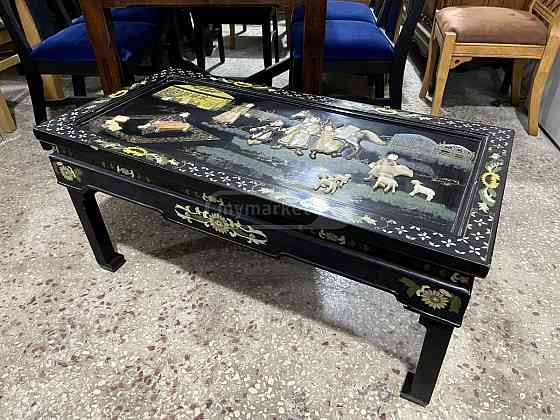 Vintage wooden magazine table with sandal stones Tbilisi