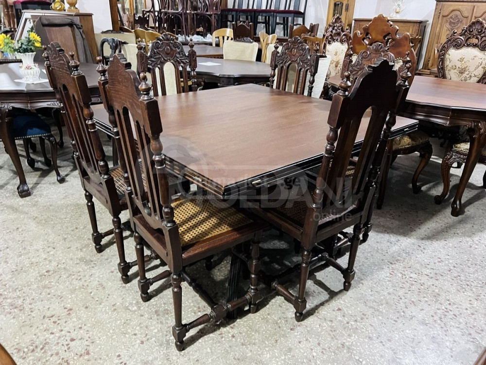 Дубовый раздвижной стол и 6 антикварных стульев Тбилиси - изображение 1