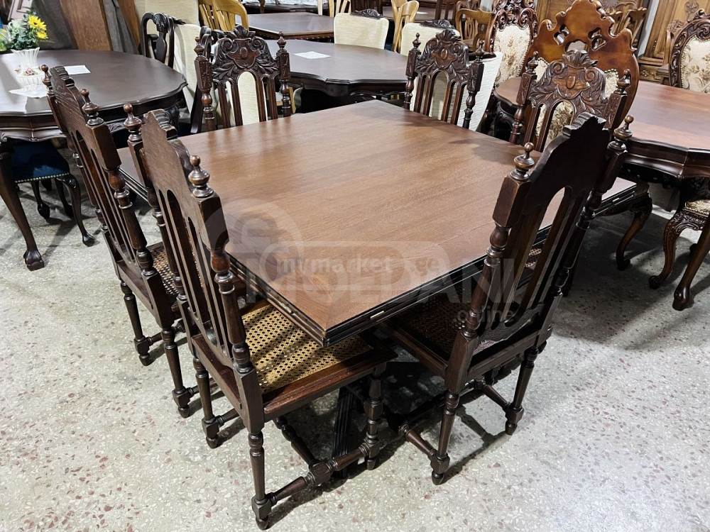 Дубовый раздвижной стол и 6 антикварных стульев Тбилиси - изображение 4