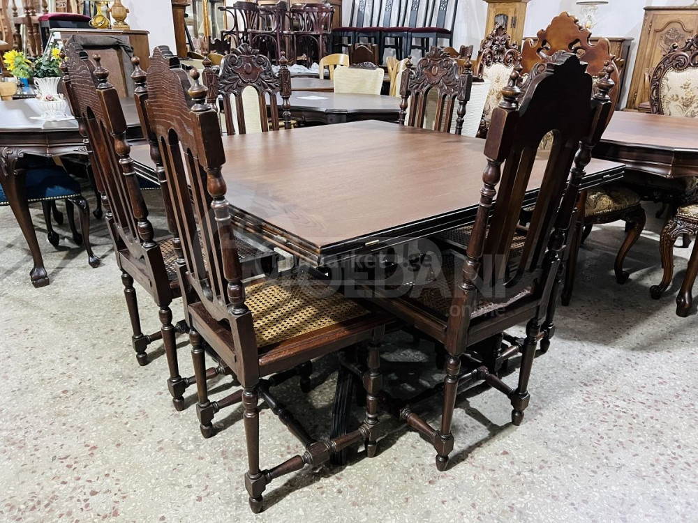 Дубовый раздвижной стол и 6 антикварных стульев Тбилиси - изображение 3