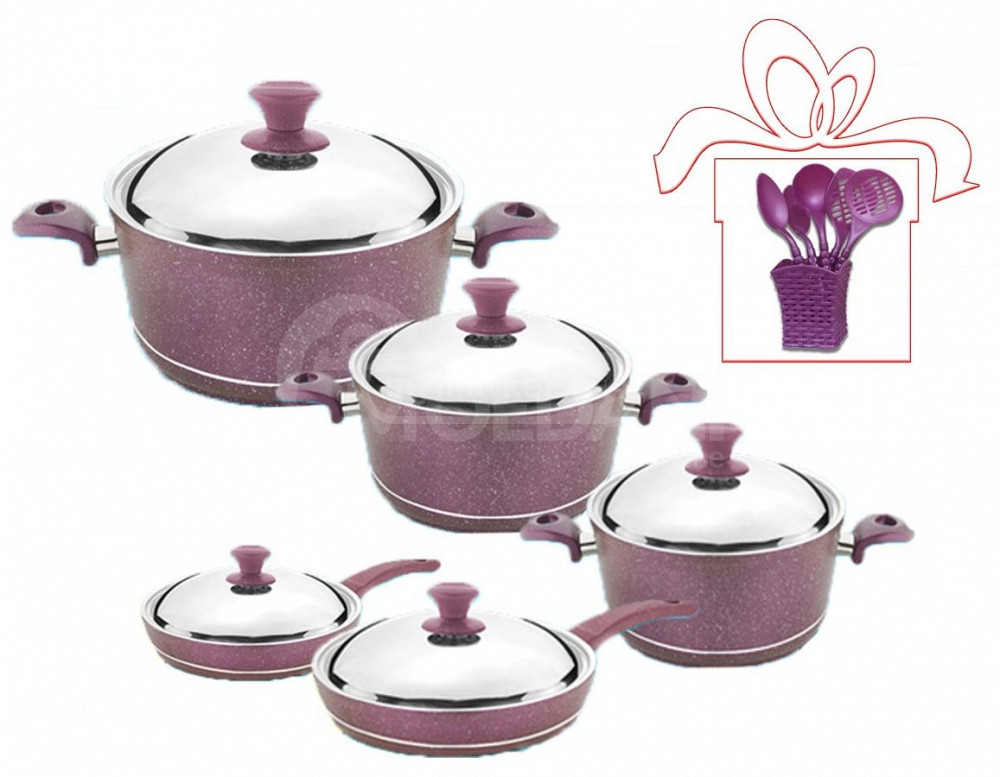 ბიო გრანიტის ქვაბებისა და ტაფების ნაკრები NATUREL NT10PC თბილისი - photo 2