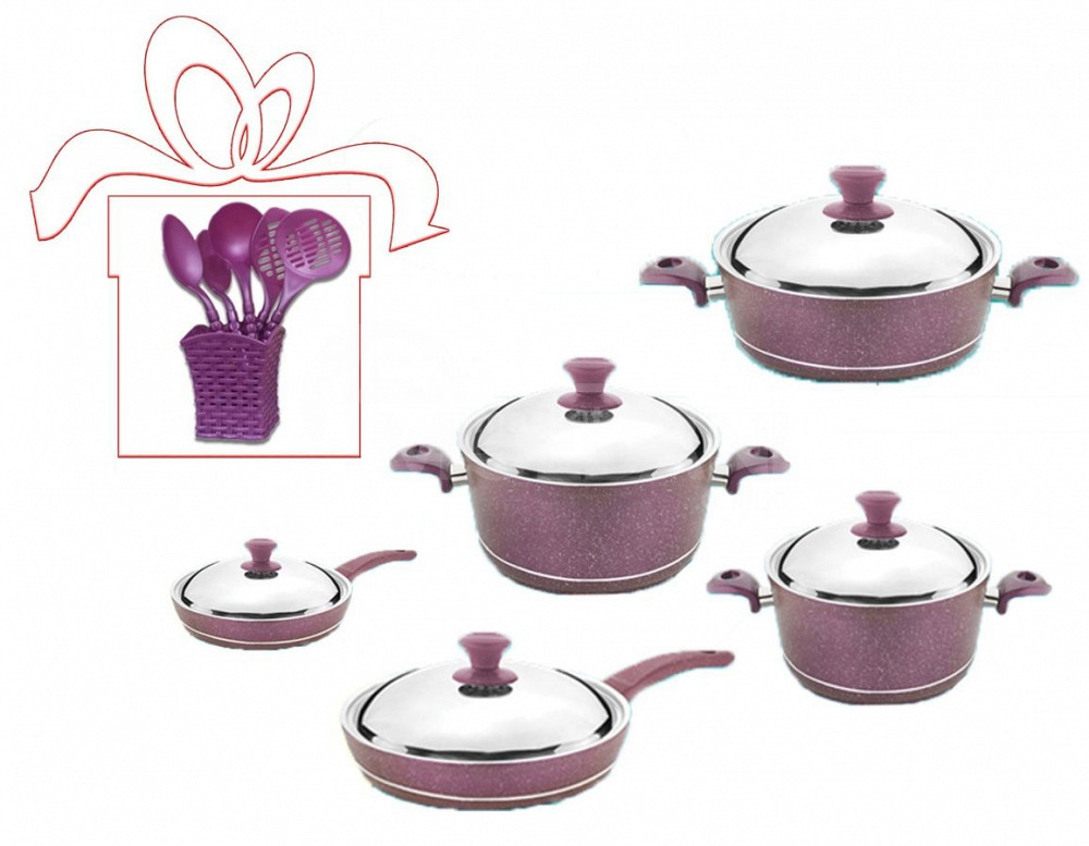 ბიო გრანიტის ქვაბებისა და ტაფების ნაკრები NATUREL NT10PC თბილისი - photo 1