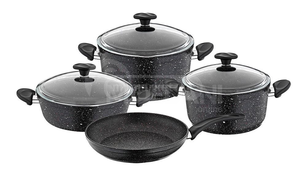 ბიო გრანიტის ქვაბისა და ტაფის ნაკრები KUMTEL NT7 PC BLACK თბილისი - photo 1