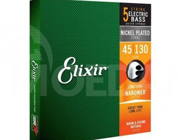 Elixir 14202 NanoWeb 5-String Bass Set (45-130) Bass Guitar strings set ბას გიტარის სიმების სეტი თბილისი - photo 3