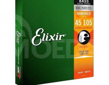 Elixir 14077 NanoWeb 4-String Bass Set 45-105 ბას გიტარის სი თბილისი - photo 3