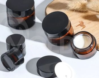 Стеклянная банка темно-янтарного цвета для косметики емкостью 50 мл. Тбилиси - изображение 1