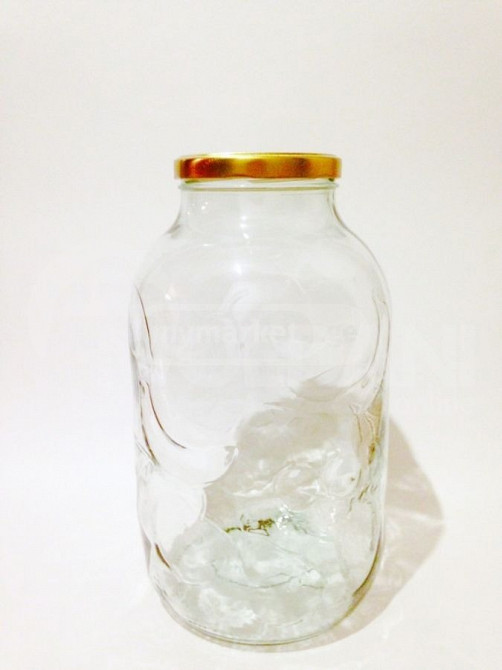 Стеклянная банка 5 литров с завинчивающейся крышкой, орнаментом. Тбилиси - изображение 1