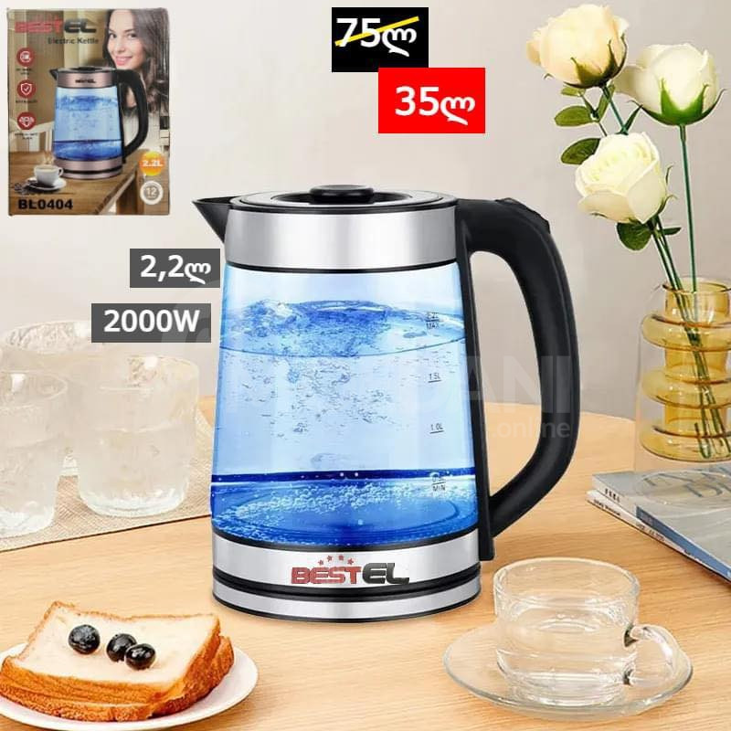 Стеклянный электрочайник BESTEL всего 35 лари вместо 75 Тбилиси - изображение 1