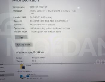 Dell 4Kთაჩსქრინით Core i7, Quadro ვიდეოკარტით. 24 რამით. თბილისი - photo 5