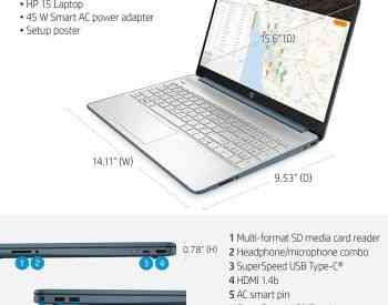 ნოუთბუქი HP Laptop 16gb ram 512gb ssd Ryzen 5 5500u თბილისი