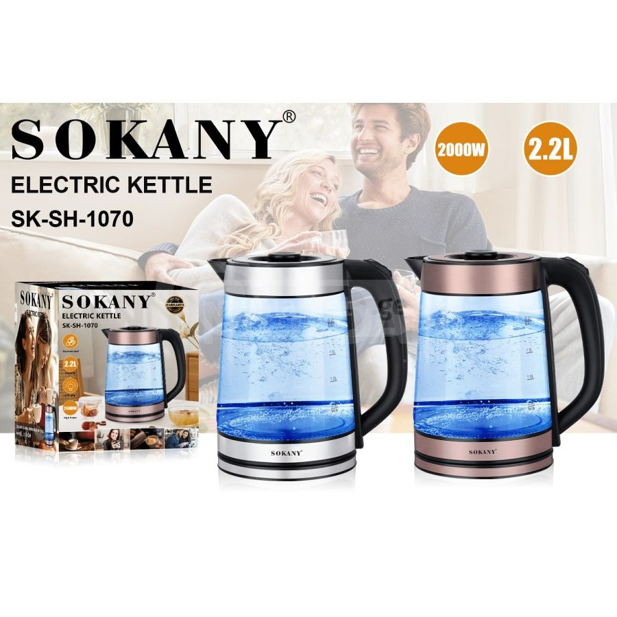 Стеклянный чайник Sokany с голубым свечением Тбилиси - изображение 3