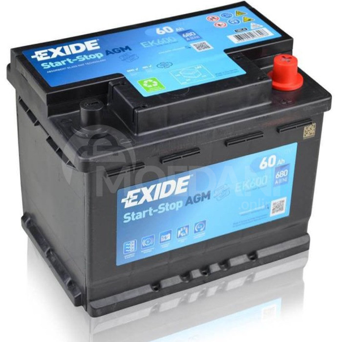 Exide AGM Ek600 60 ა*ს R+ თბილისი - photo 1