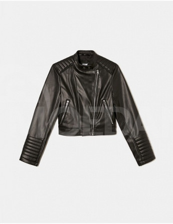 Tally Weijl - Black Faux Leather Biker Jacket Тбилиси - изображение 3