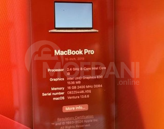 MacBook Pro 15inch i9 - 512gb SSD - Touch Bar Tbilisi - photo 3