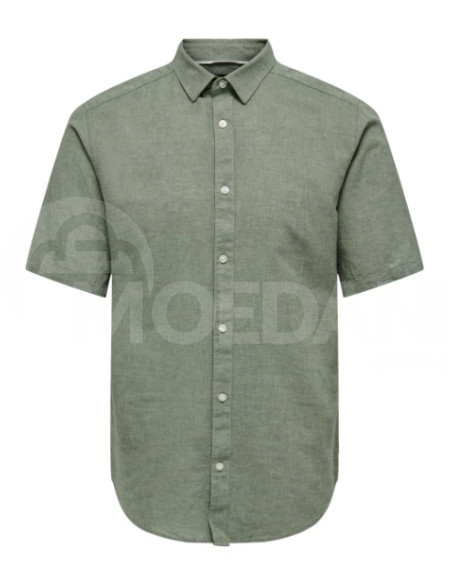 Only & Sons - Onscaiden SS Solid Linen Shirt Swamp Тбилиси - изображение 3