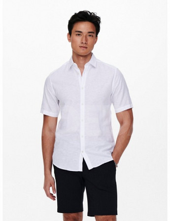 Only & Sons - Onscaiden SS Solid Linen Shirt White Тбилиси - изображение 1