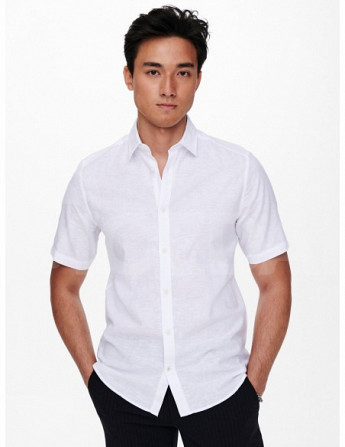 Only & Sons - Onscaiden SS Solid Linen Shirt White Тбилиси - изображение 4