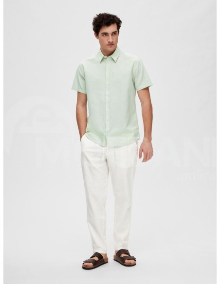 Selected Homme - Slhregnew-Linen Shirt SS Classic Vetiver Тбилиси - изображение 4