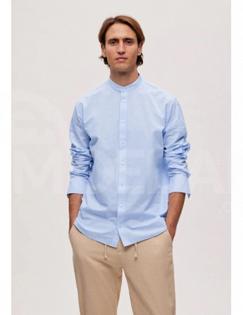 Selected Homme - Slhregnew-Linen Shirt LS Band Cashmere Blue Tbilisi - photo 2