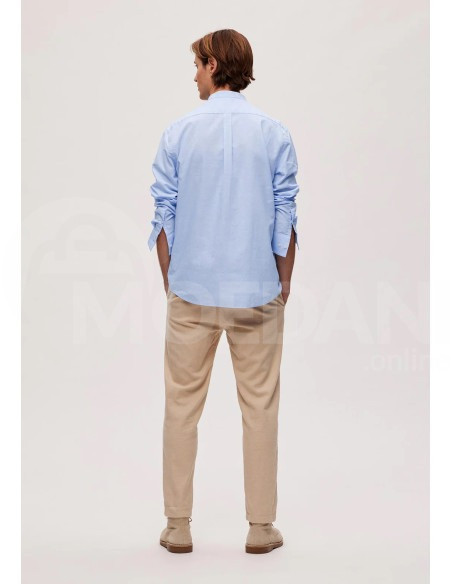 Selected Homme - Slhregnew-Linen Shirt LS Band Cashmere Blue Tbilisi - photo 3