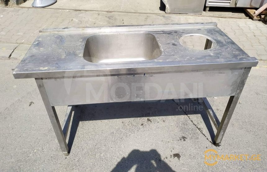 Стол из нержавеющей стали с раковиной и мусорным ведром от Europe+Ga Тбилиси - изображение 1