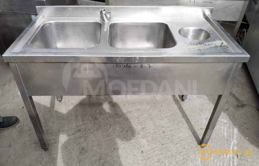 Stainless steel 2 sink table with waste bin from Europe Tbilisi - photo 1