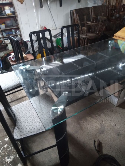 შუშის მაგიდა და ოთხი სკამი ბელგიიდან თბილისი - photo 1