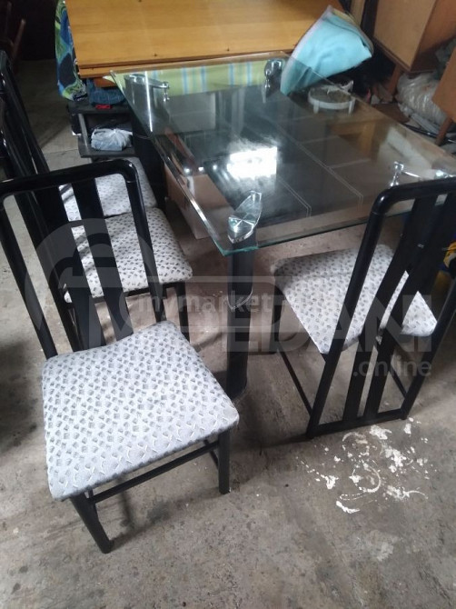 შუშის მაგიდა და ოთხი სკამი ბელგიიდან თბილისი - photo 3