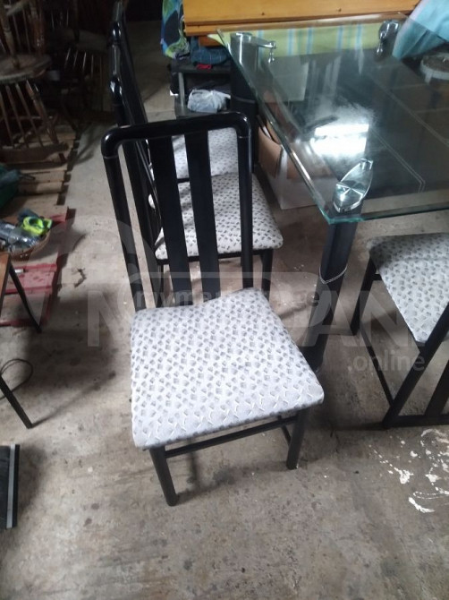 შუშის მაგიდა და ოთხი სკამი ბელგიიდან თბილისი - photo 2