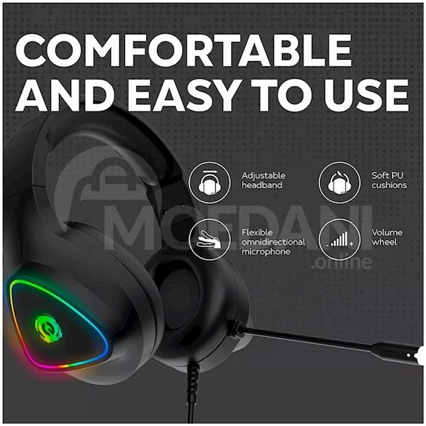 Наушники Canyon CND-Sghs6B Shadder GH-6, Gaming Headset, Wired, RGB, USB, 3.5mm Тбилиси - изображение 7