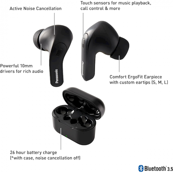 Наушники Panasonic RZ-B310Wdg-K ErgoFit, Earbuds, Wireless, Bluetooth, Ipx4 Тбилиси