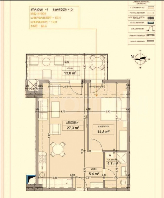 Apartments For Sale two-room 64.2м² 10/25 floor Tbilisi - photo 4