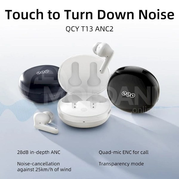 Headphones Qcy T13 Anc2, Earbuds, Wireless, Bluetooth Tbilisi - photo 2