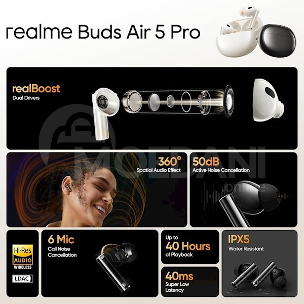 Наушники Realme Air 5 Pro, Earbuds, Wireless, Bluetooth Тбилиси - изображение 5